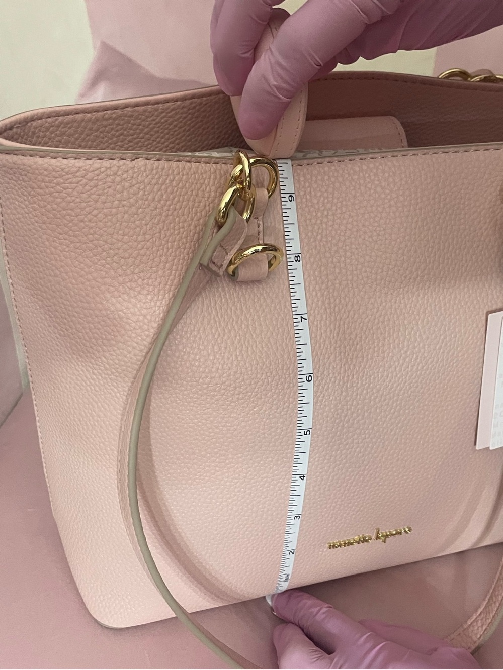Nanette Lepore Blush Pink Pebbled Shoulder Tote with Gold Hardware - Picture 4 of 7